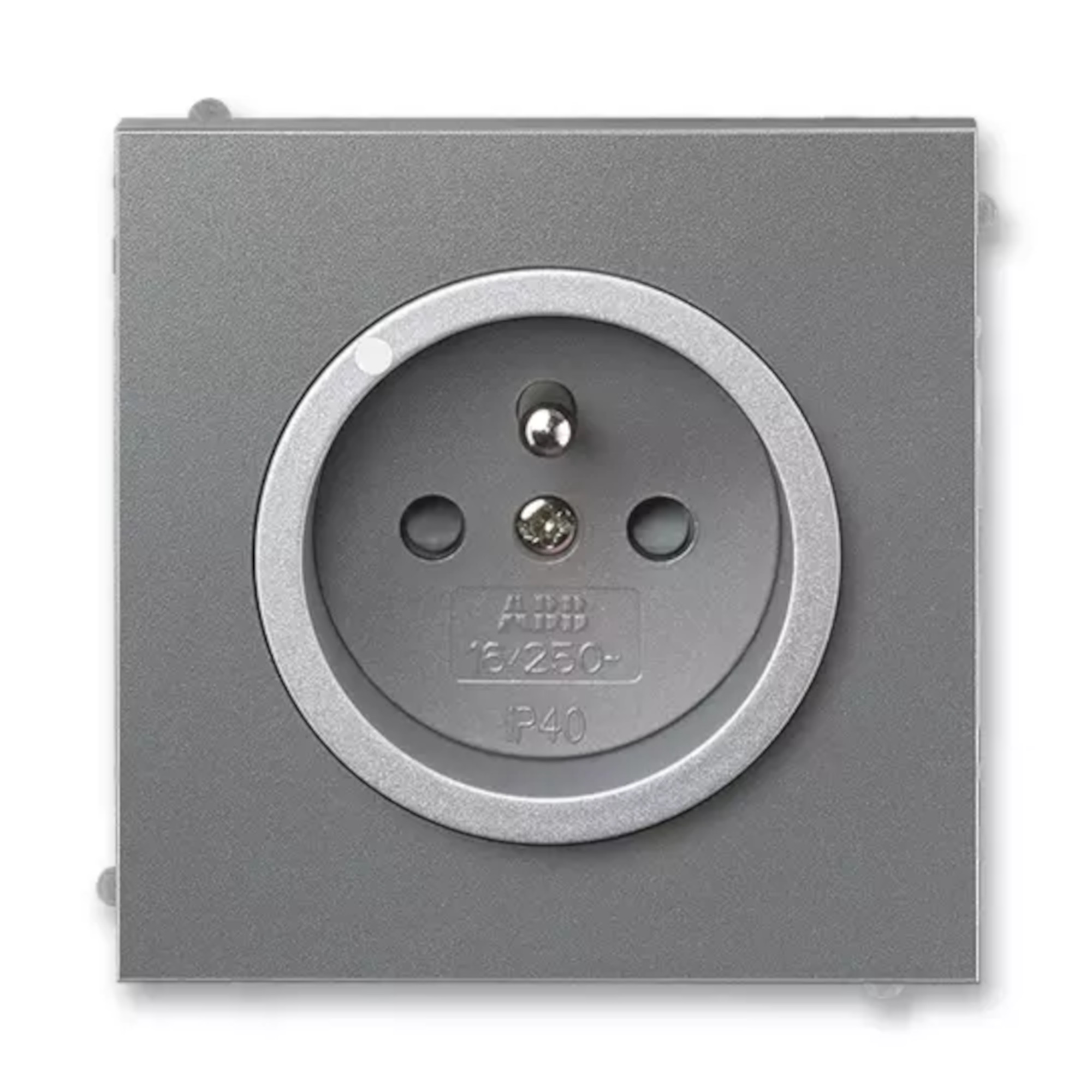 Zásuvka 230 V jednonásobná ABB Neo IP 40 s optickou signalizací ocelová/titanová ABB