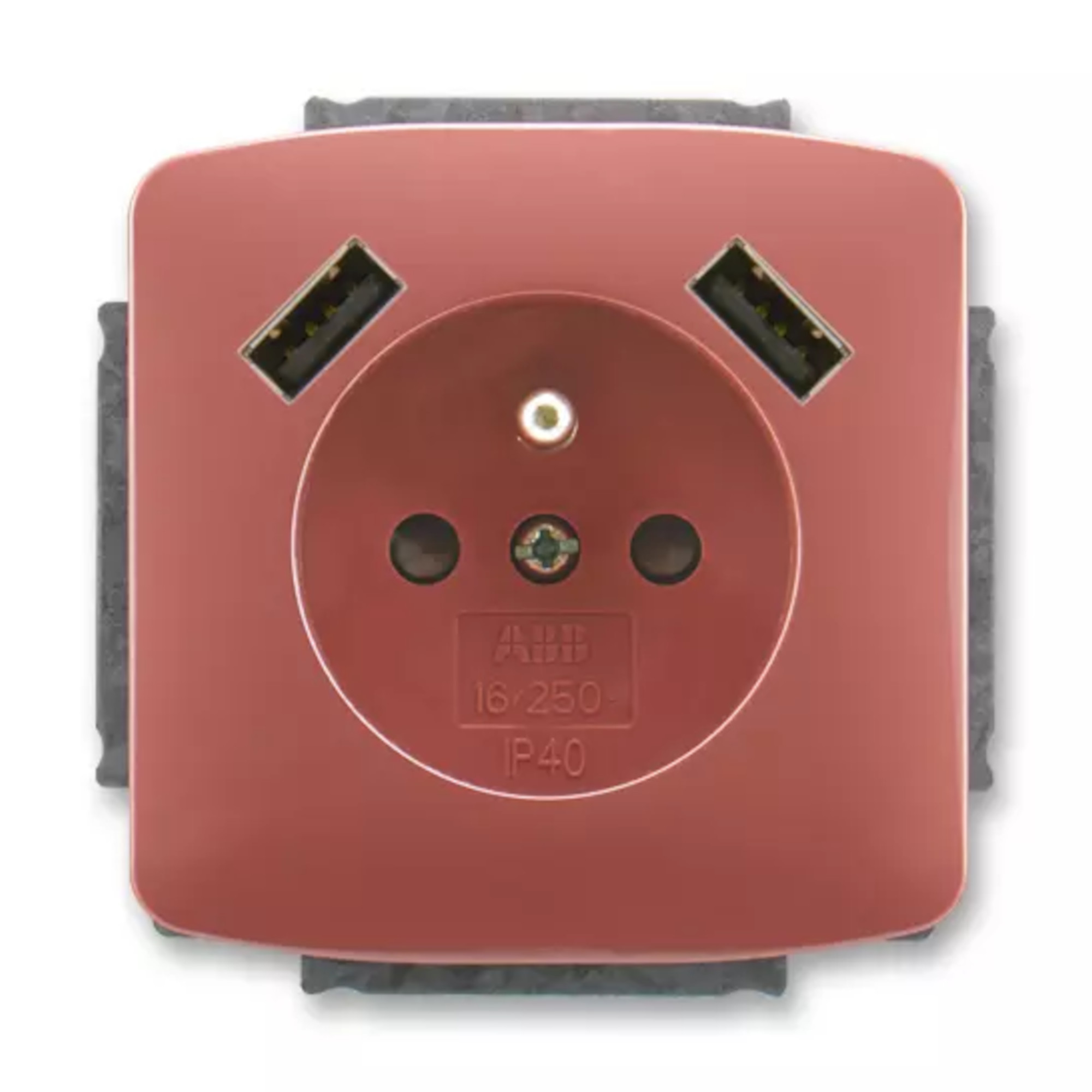 Zásuvka 230 V s USB jednonásobná ABB Tango vřesová červená ABB
