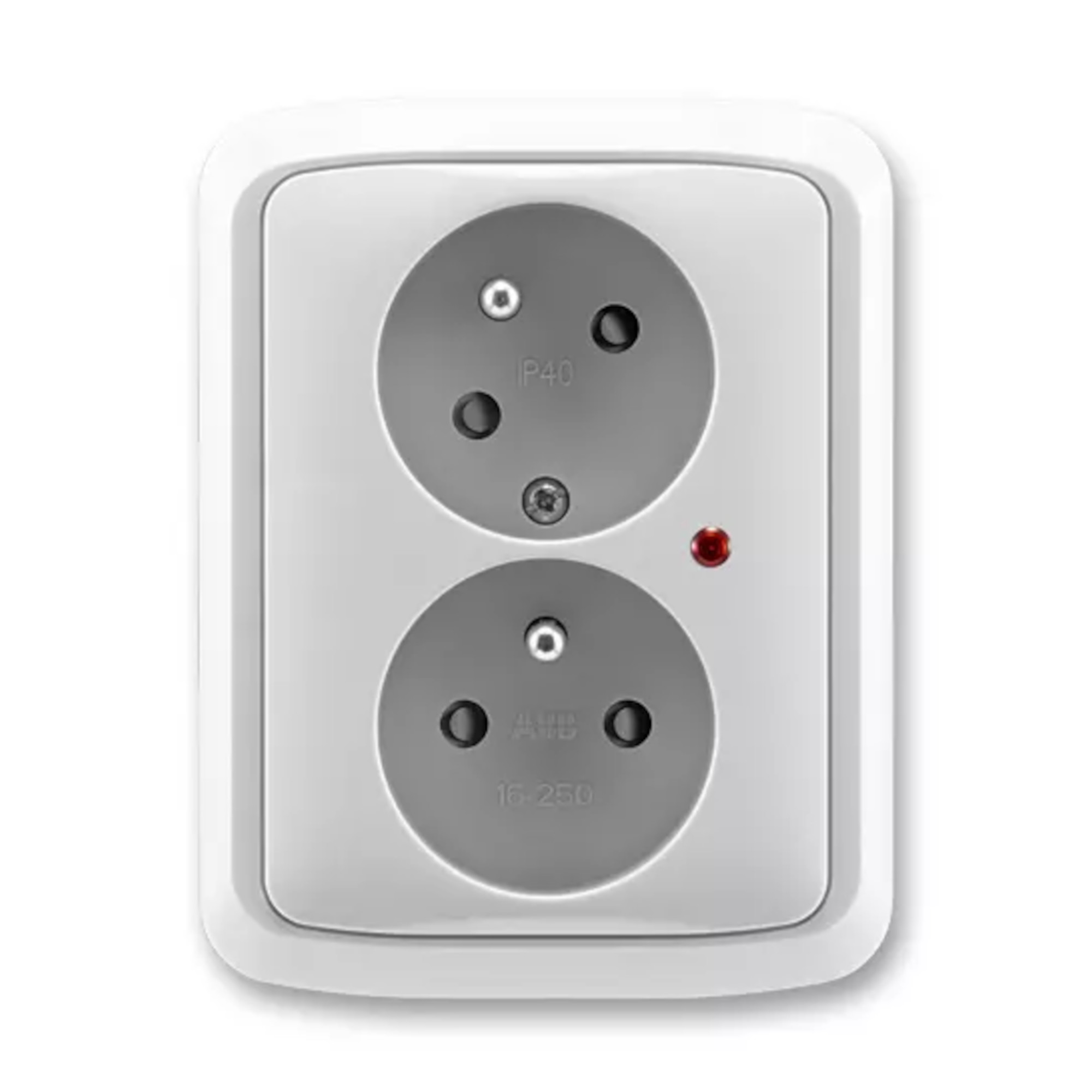 Zásuvka 230 V dvojnásobná ABB Tango IP 40 s optickou signalizací šedá ABB