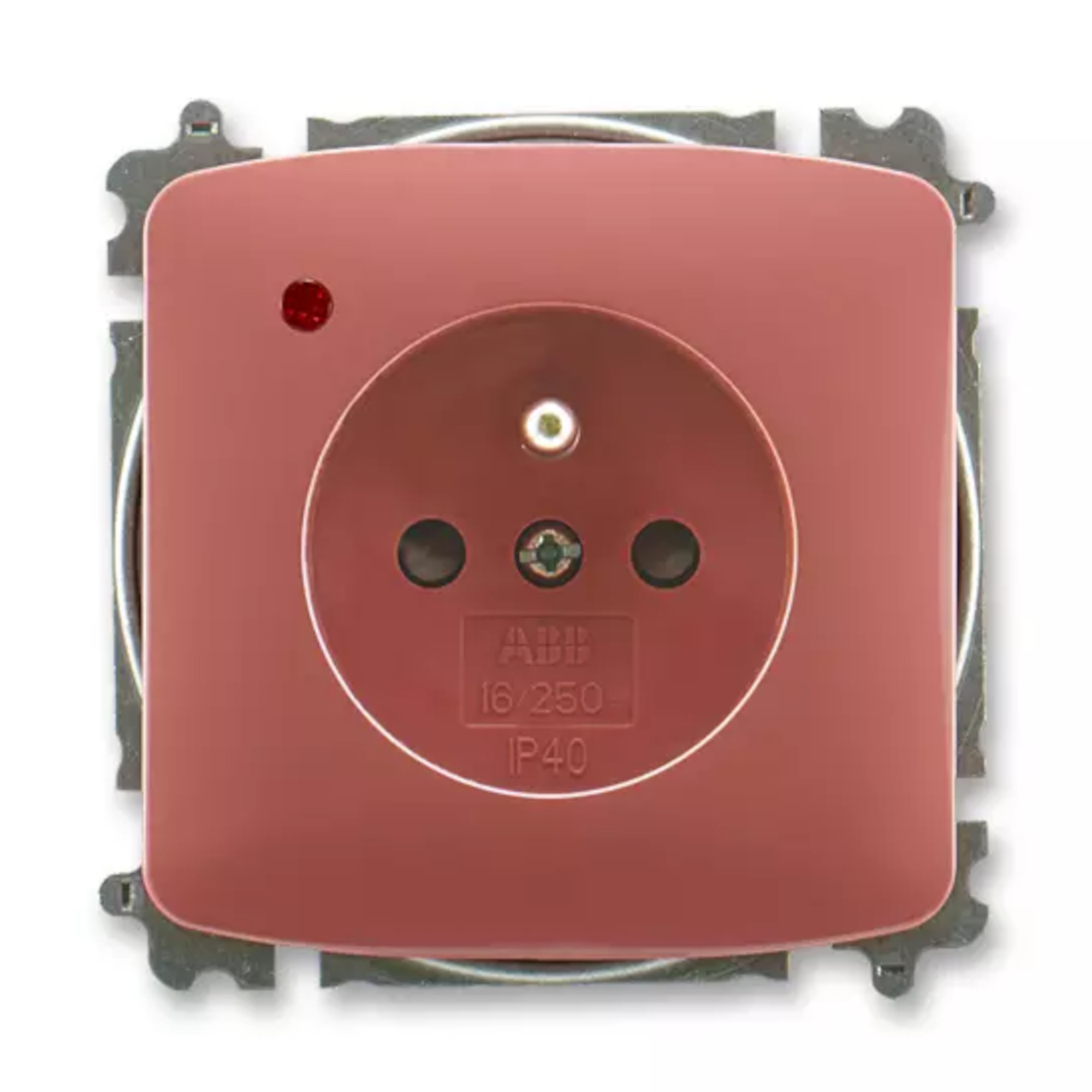 Zásuvka 230 V jednonásobná ABB Tango IP 40 s optickou signalizací vřesová červená ABB