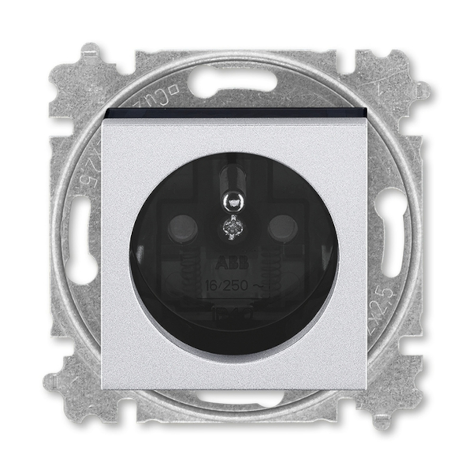 Zásuvka 230 V jednonásobná ABB Levit IP 40 titanová/kouřová černá ABB