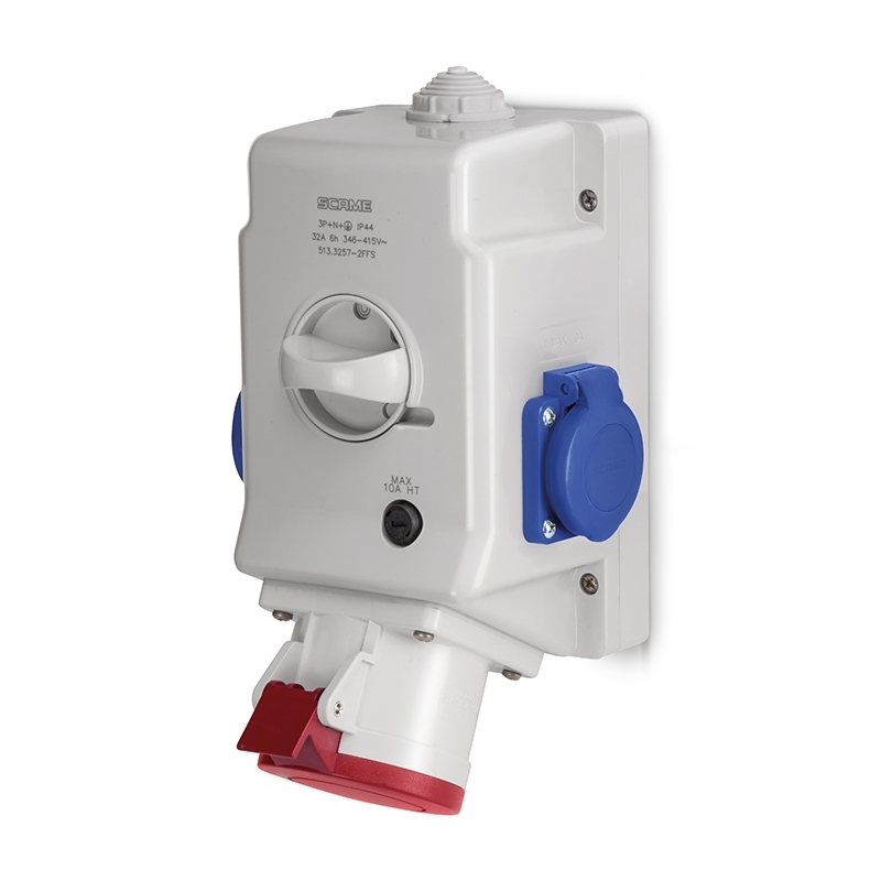 Zásuvka nástěnná Scame Optima 513.3257-2FFS s vypínačem 32 A Scame