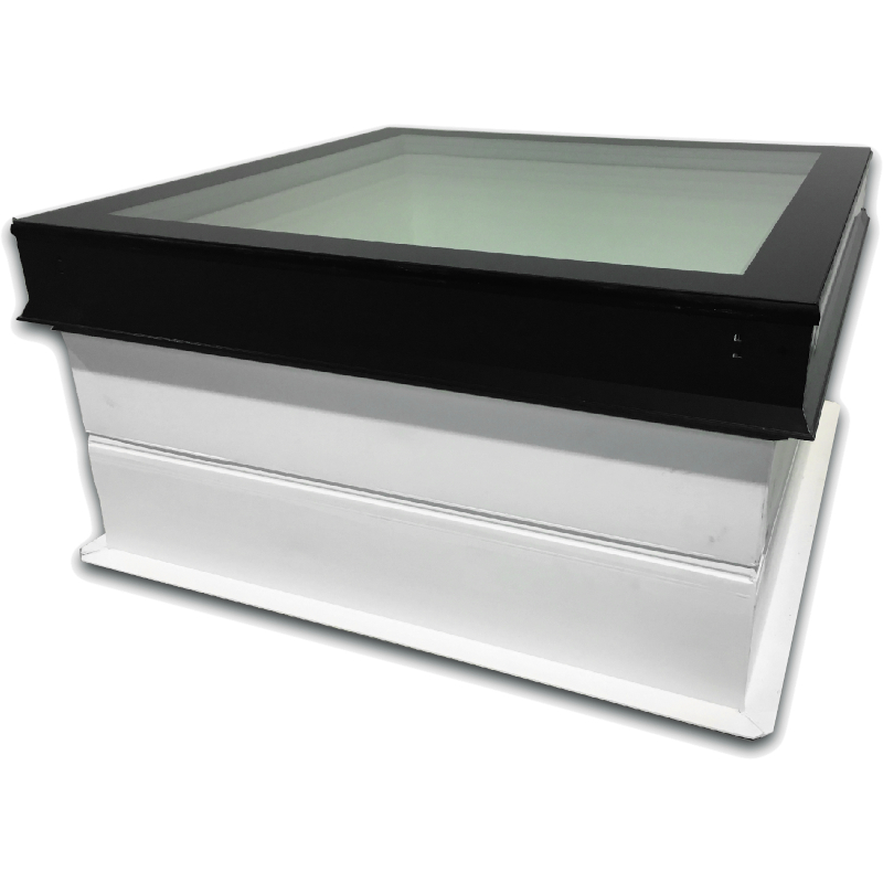 Světlík plochý fixní DEKLIGHT NO FRAME/RAL 7021 FIX trojsklo manžeta 15 cm 90×90 cm DEK