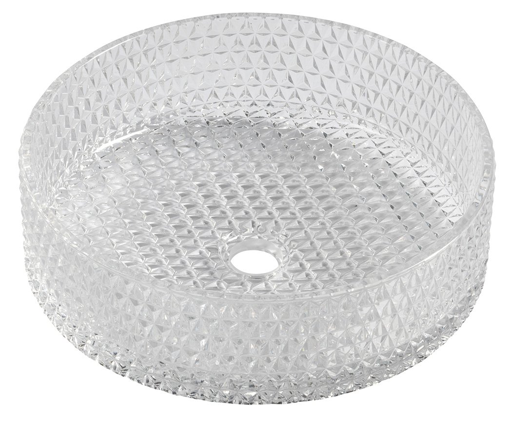 Umyvadlo skleněné na desku Sapho Maragua 395 mm čirá gravírovaná TY214CL