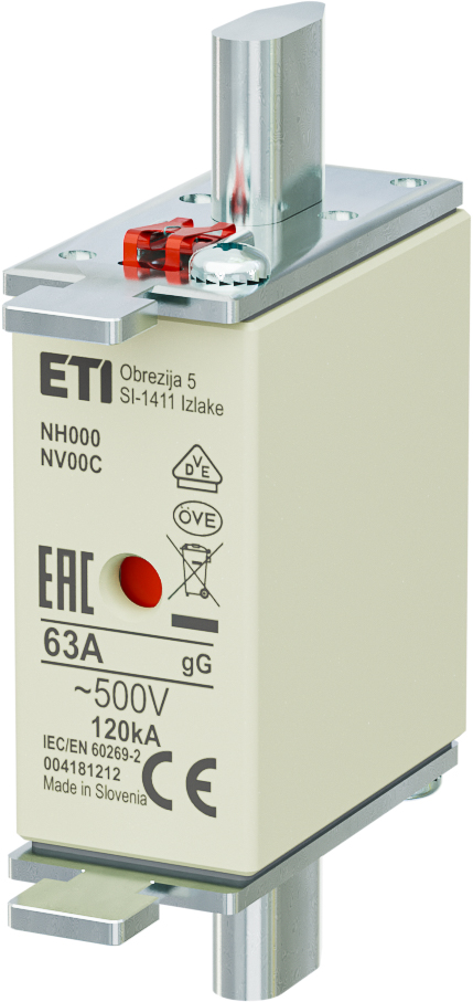 Vložka pojistková nožová ETI NH000 63 A ETI