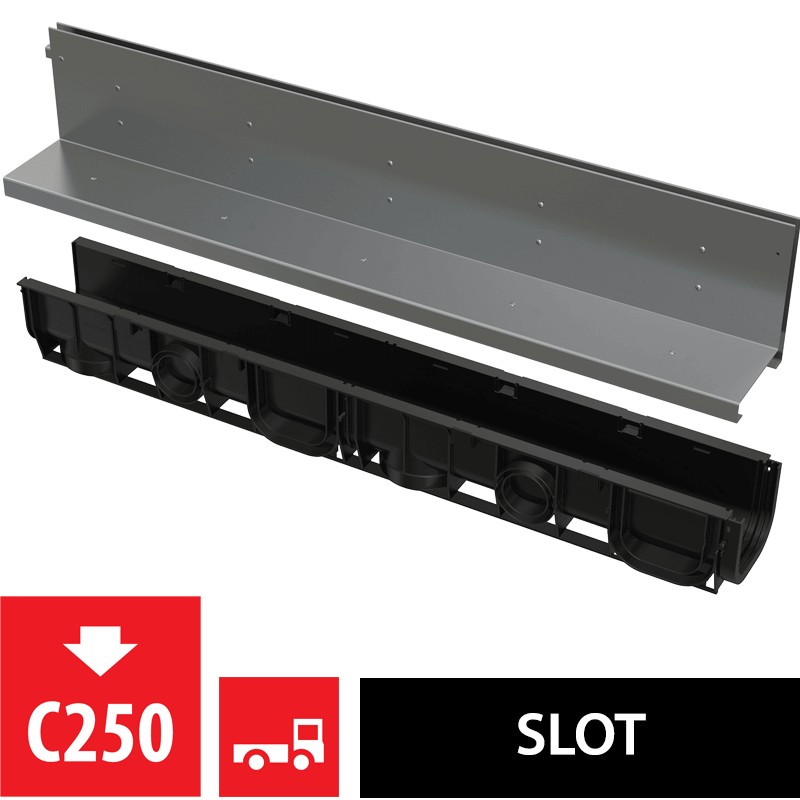 Žlab venkovní štěrbinový Alca AVZ101-R322 s asymetrickým nástavcem 160 mm