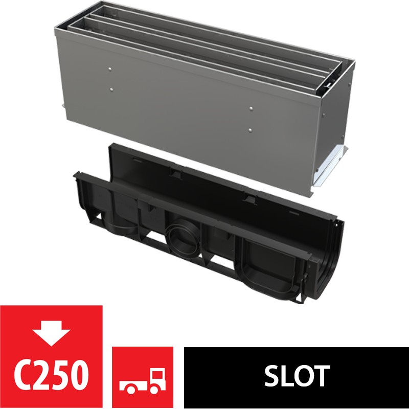 Žlab venkovní štěrbinový Alca AVZ101S-R324R se symetrickým revizním nástavcem 160 mm