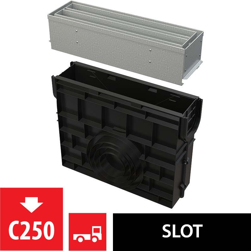 Vpust venkovní štěrbinová Alca AVZ101R-R123R se symetrickým revizním nástavcem 100 mm