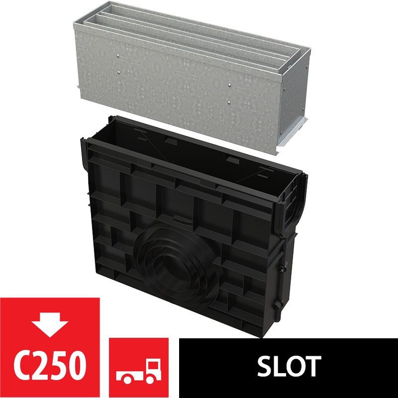 Vpust venkovní štěrbinová Alca AVZ101R-R124R se symetrickým revizním nástavcem 160 mm