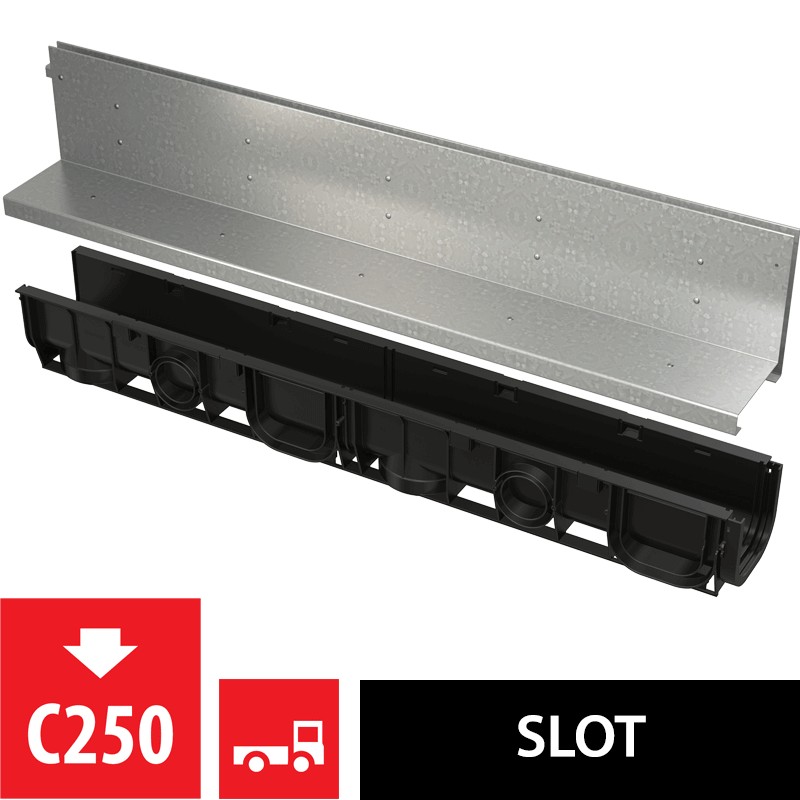 Žlab venkovní štěrbinový Alca AVZ101-R122 s asymetrickým nástavcem 160 mm