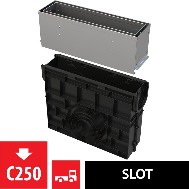 Vpust venkovní štěrbinová Alca AVZ101R-R322R s asymetrickým revizním nástavcem 160 mm