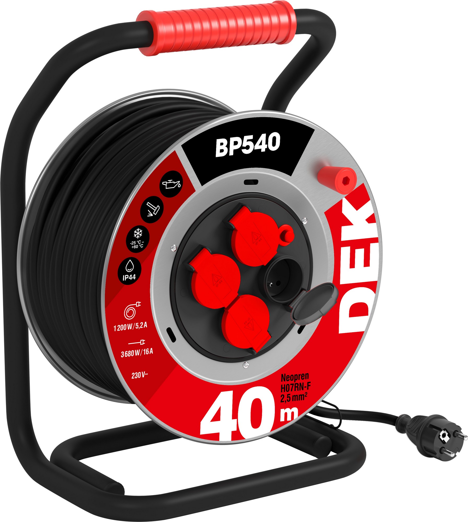 Kabel prodlužovací neoprenový na bubnu DEK BP540 40 m 2