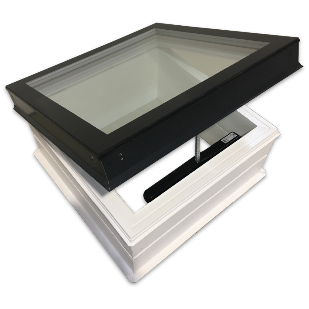 Světlík plochý otevíravý DEKLIGHT NO FRAME/RAL 7021 OPE/EL trojsklo manžeta 15 cm 75×120 cm DEK