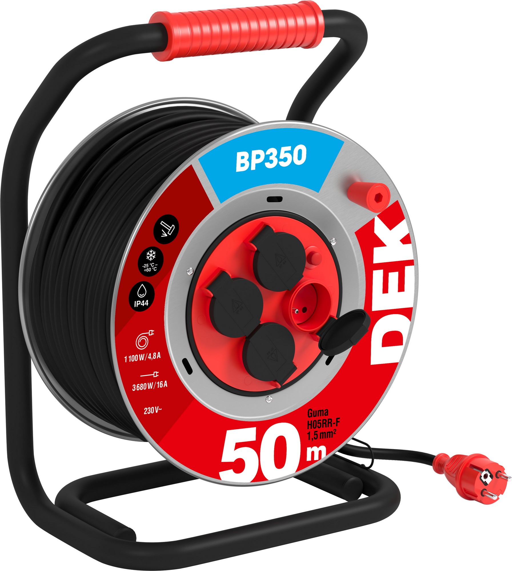 Kabel prodlužovací gumový na bubnu DEK BP350 50 m 1