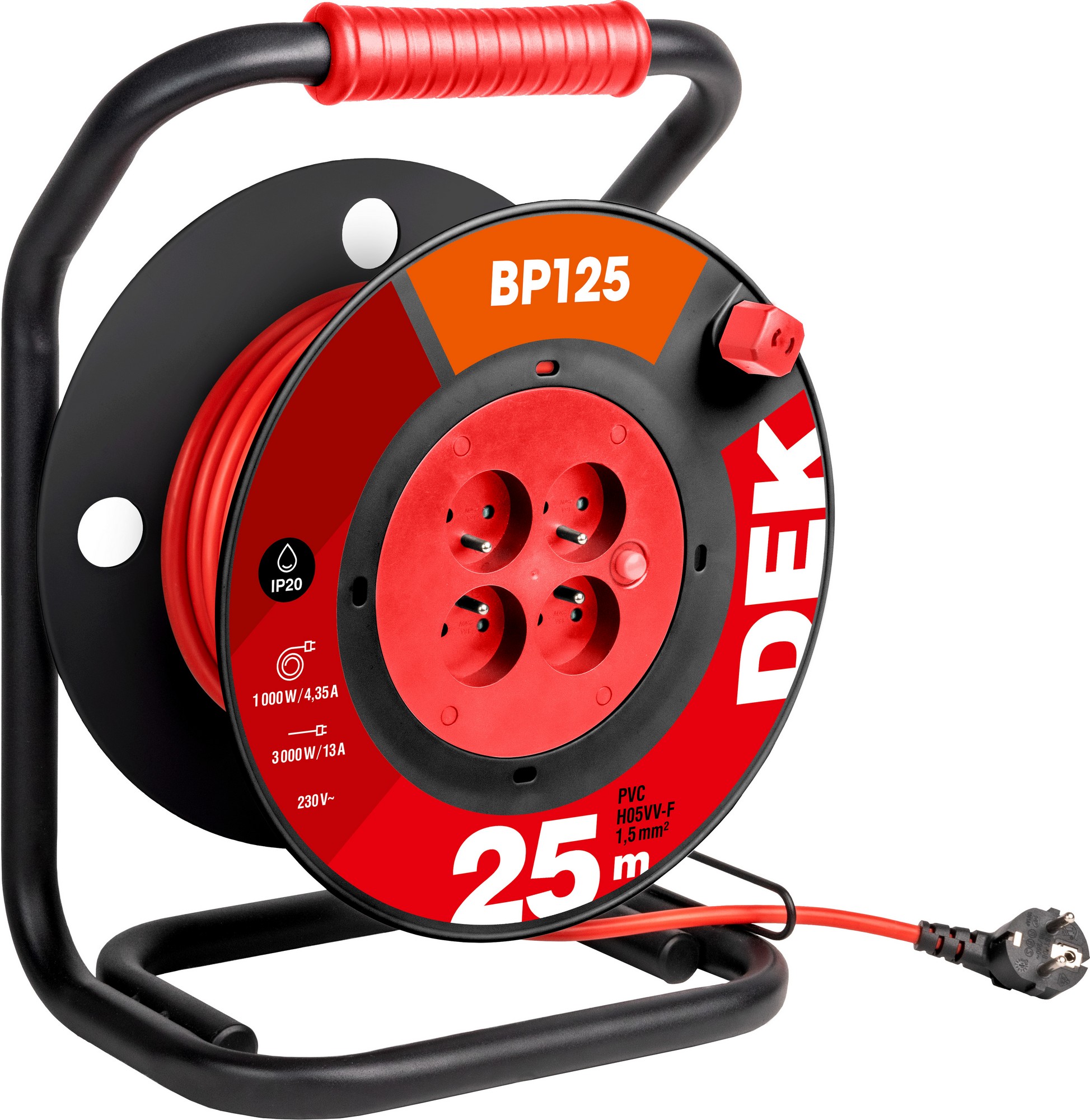 Kabel prodlužovací PVC na bubnu DEK BP125 25 m 1