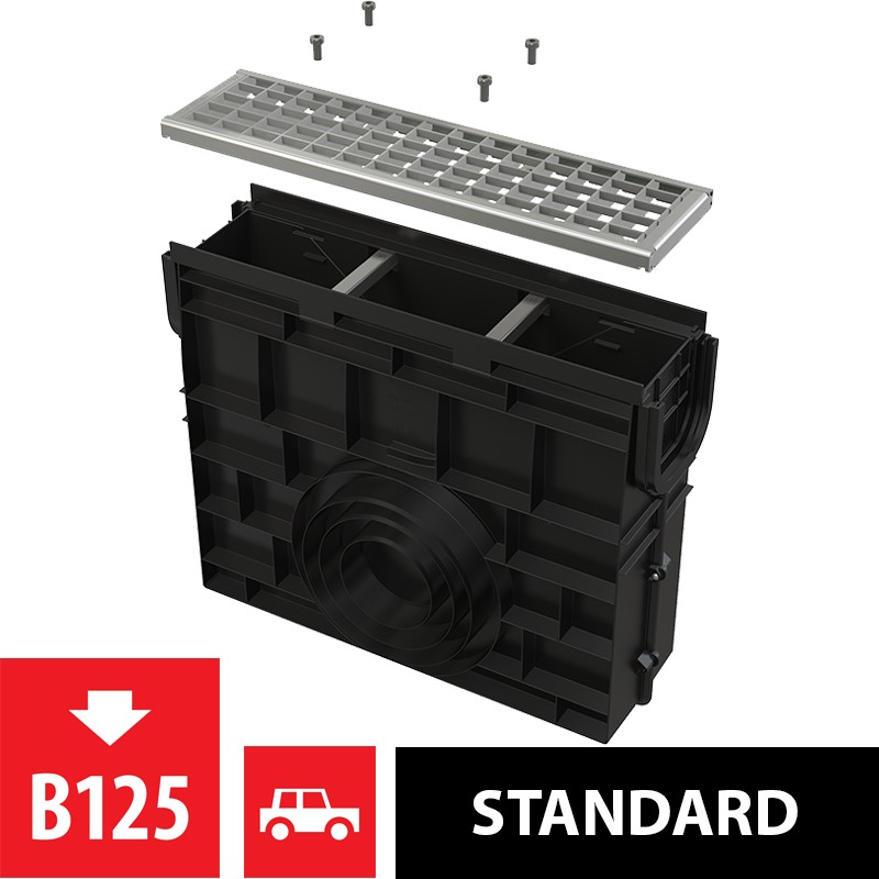 Vpust venkovní žlabová Alca AVZ102R-R103S rošt pozinkovaný B125 ALCADRAIN