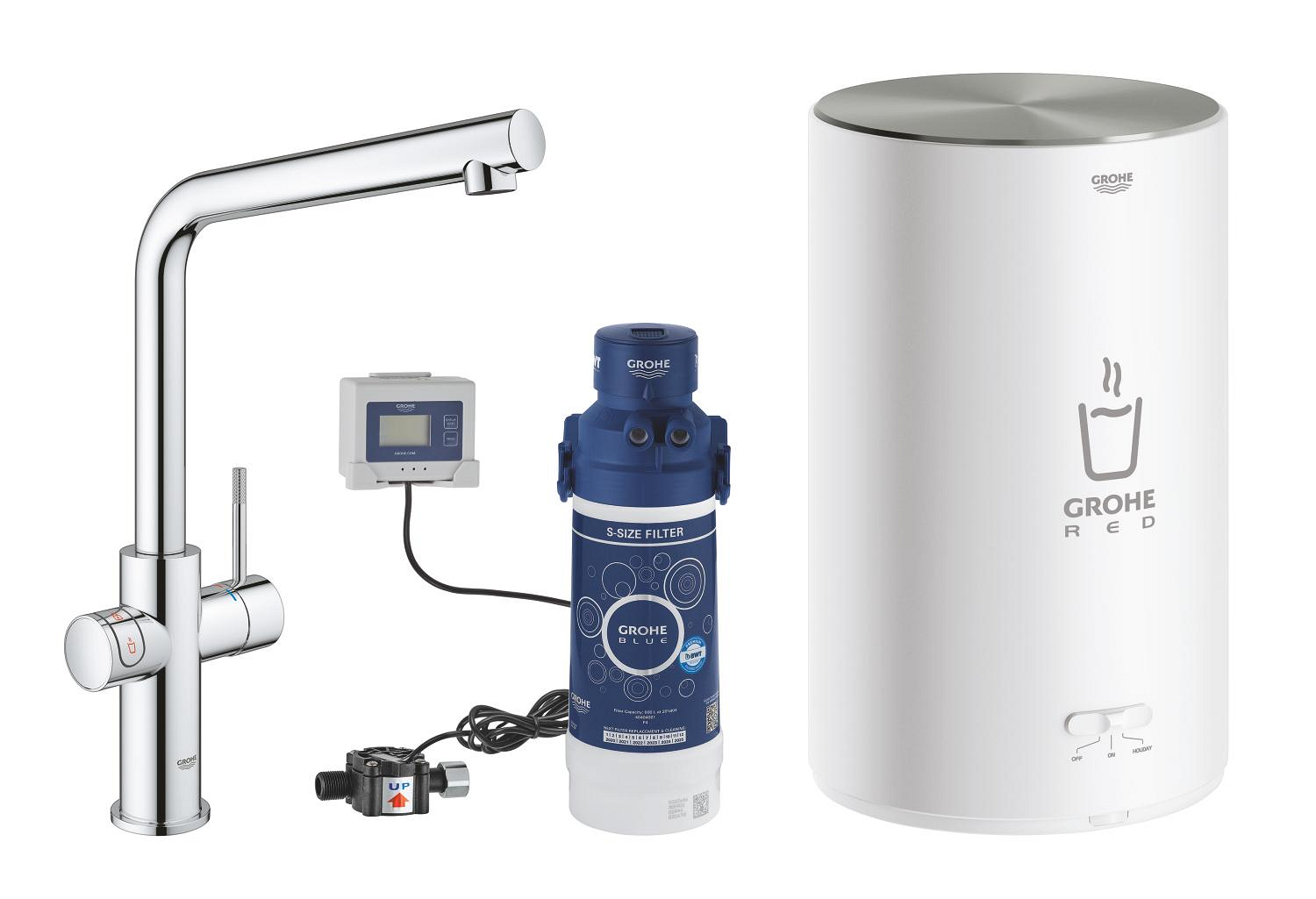 Baterie dřezová stojánková Grohe Red Duo s ohřevem vody a filtrací