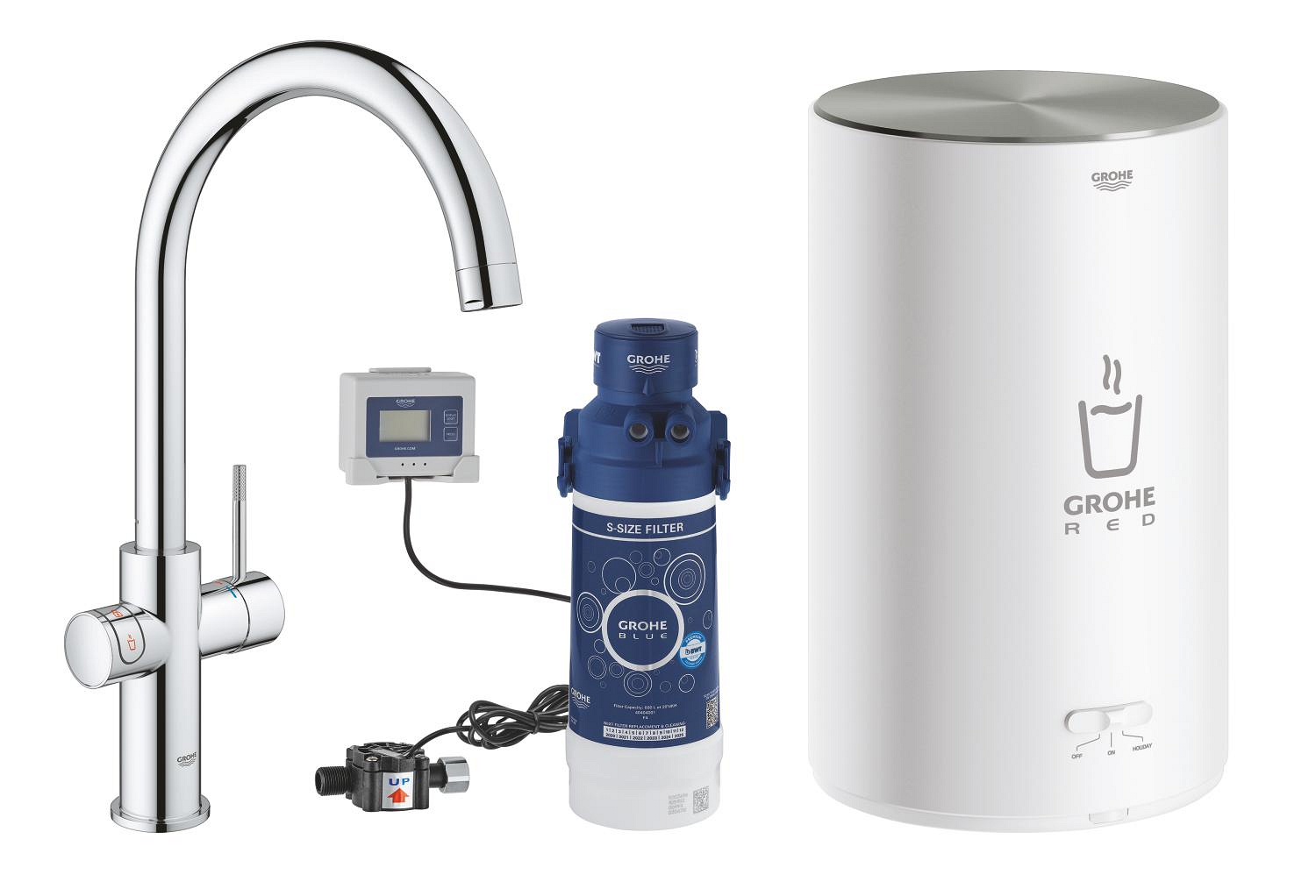 Baterie dřezová stojánková Grohe Red Duo s ohřevem vody a filtrací