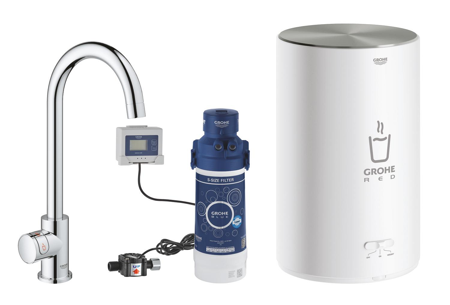 Baterie dřezová stojánková Grohe Red Mono s ohřevem vody a filtrací
