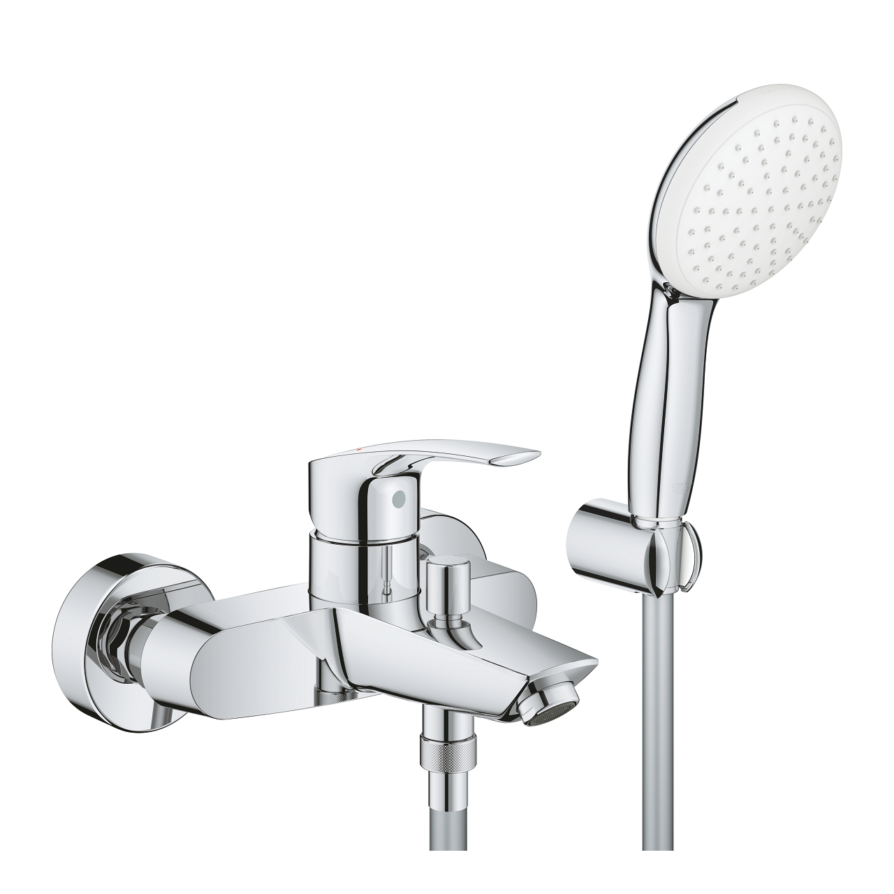 Baterie vanová nástěnná Grohe Eurosmart 150 mm chrom s přepínačem a sprchovým setem 25276003 GROHE