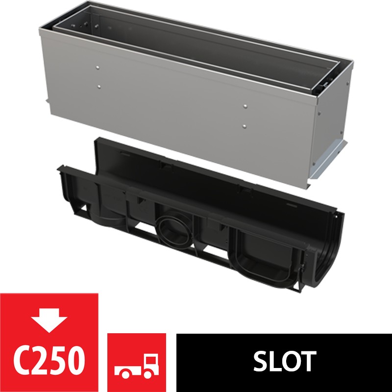 Žlab venkovní štěrbinový Alca AVZ101S-R322R s asymetrickým revizním nástavcem 160 mm