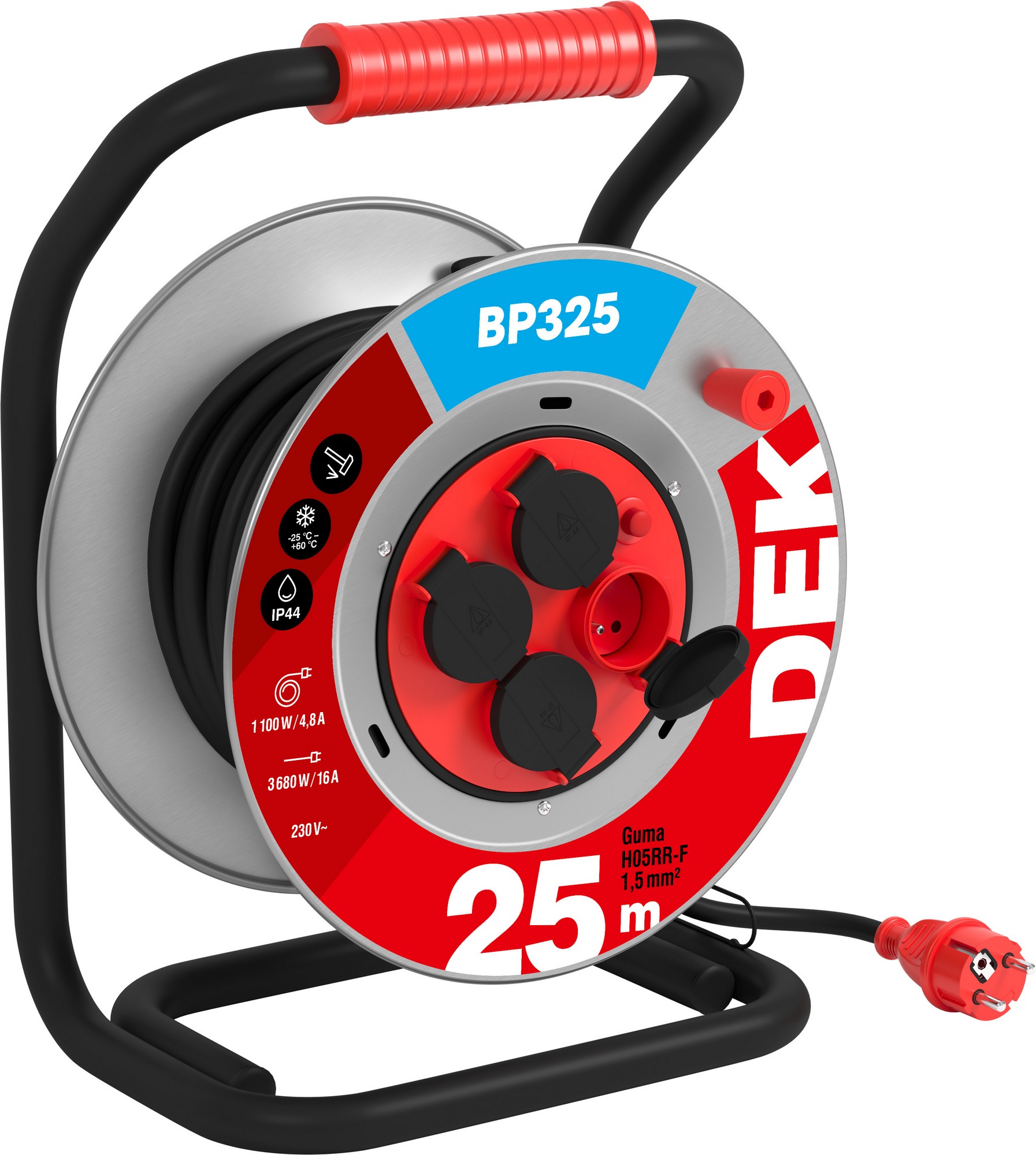 Kabel prodlužovací gumový na bubnu DEK BP325 25 m 1