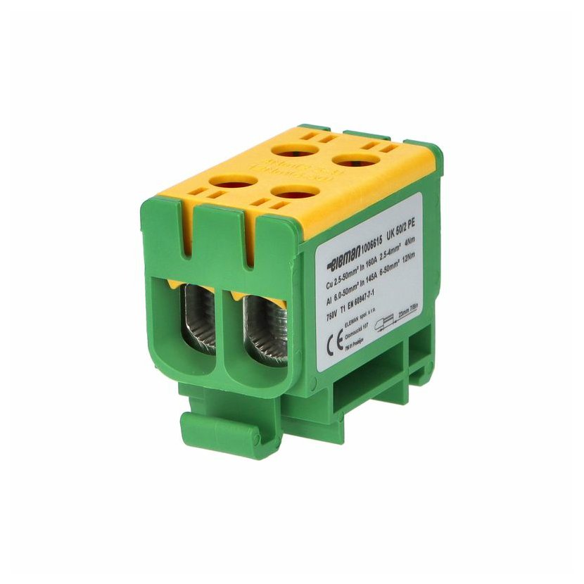 Svorka připojovací univerzální Eleman UK 50/2 PE zeleno-žlutá Eleman