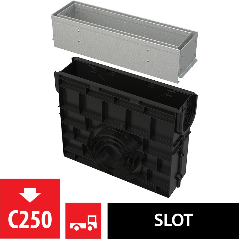 Vpust venkovní štěrbinová Alca AVZ101R-R121R s asymetrickým revizním nástavcem 100 mm