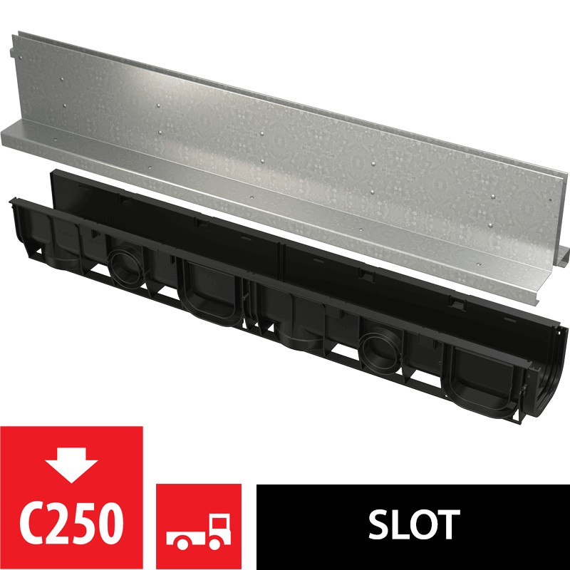 Žlab venkovní štěrbinový Alca AVZ101-R124 se symetrickým nástavcem 160 mm