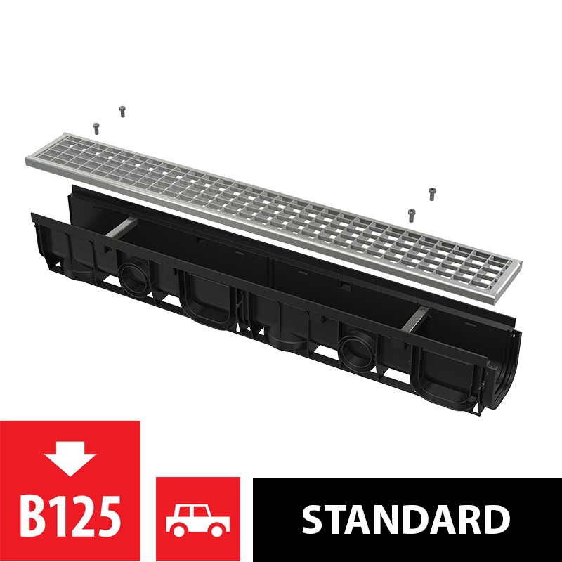 Žlab venkovní Alca AVZ102-R103 rošt pozinkovaný B125 ALCADRAIN