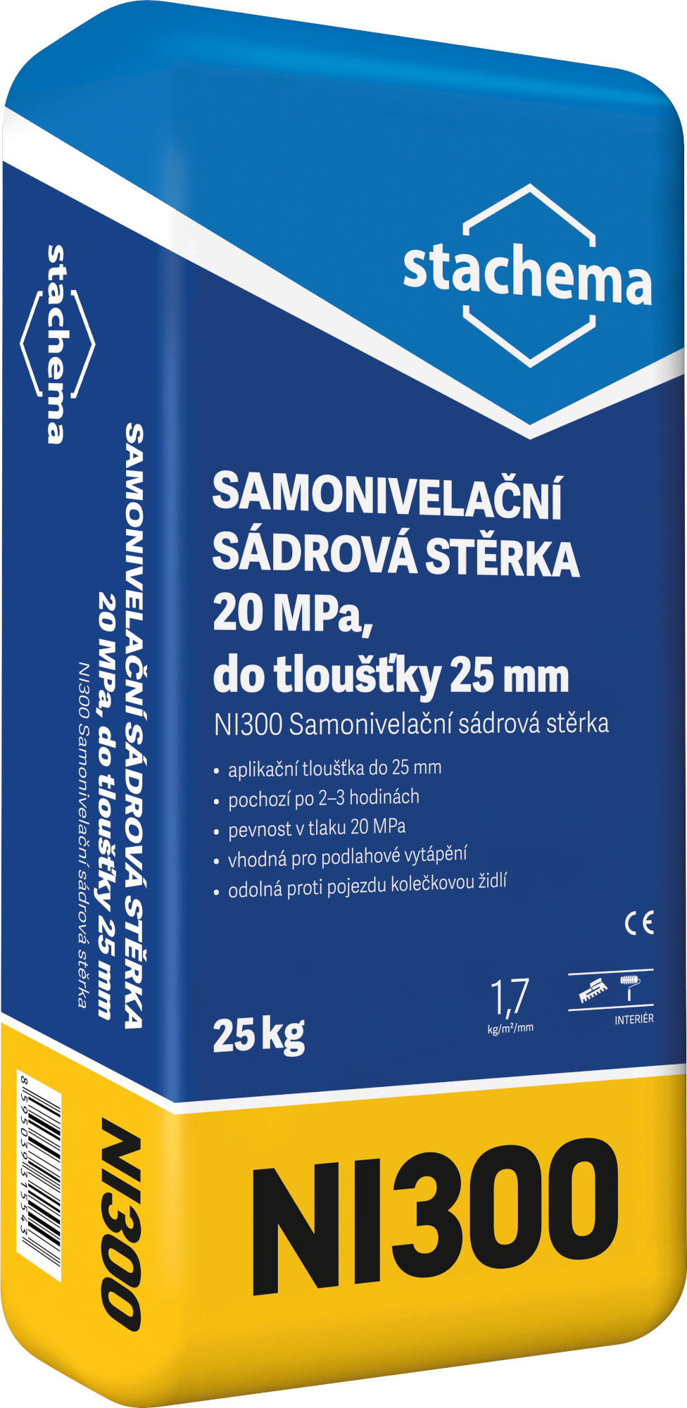 Stěrka samonivelační sádrová Stachema NI300 25 kg Stachema