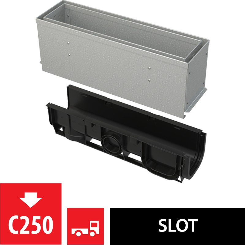 Žlab venkovní štěrbinový Alca AVZ101S-R122R s asymetrickým revizním nástavcem 160 mm