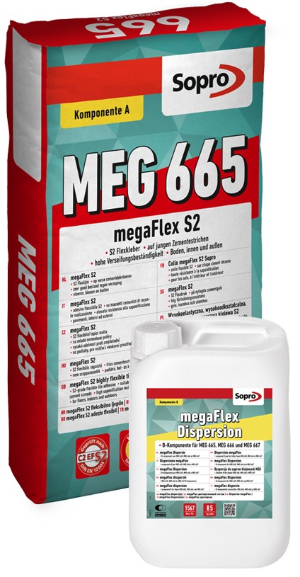 Hmota lepicí Sopro MEG 665 C2 E S2 složky A+B 25 kg Sopro