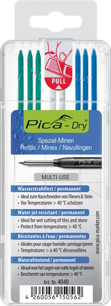 Tuhy náhradní kulaté Pica Dry zelené/bílé/modré 8 ks Pica