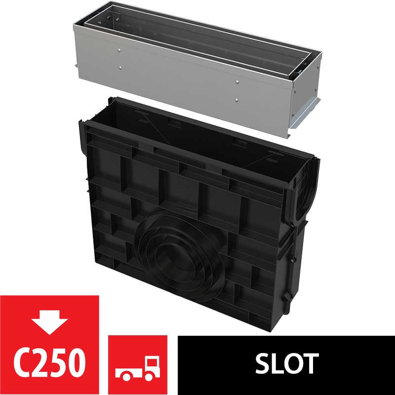 Vpust venkovní štěrbinová Alca AVZ101R-R321R s asymetrickým revizním nástavcem 100 mm