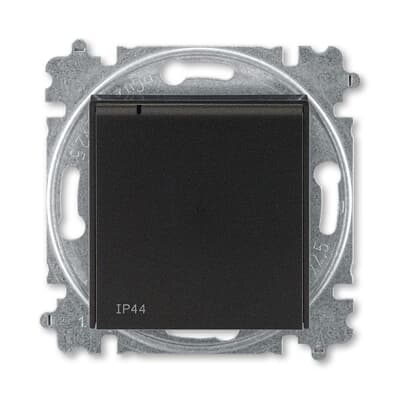 Zásuvka 230 V jednonásobná ABB Levit M s víčkem IP 44 onyx/kouřová černá ABB