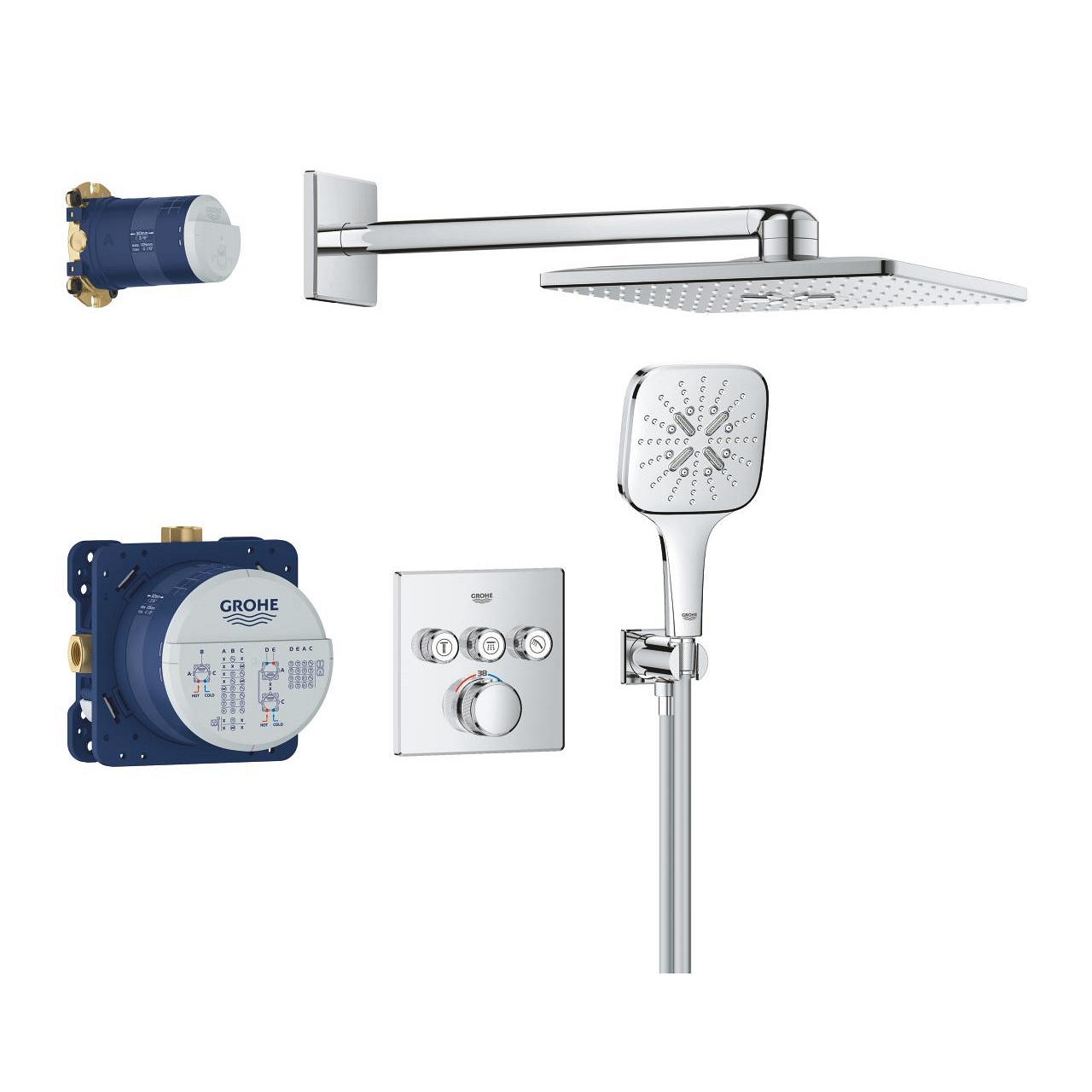 Systém sprchový termostatický Grohe Grohtherm SmartControls Rainshower SmartActive 310 Cube 34864000 GROHE