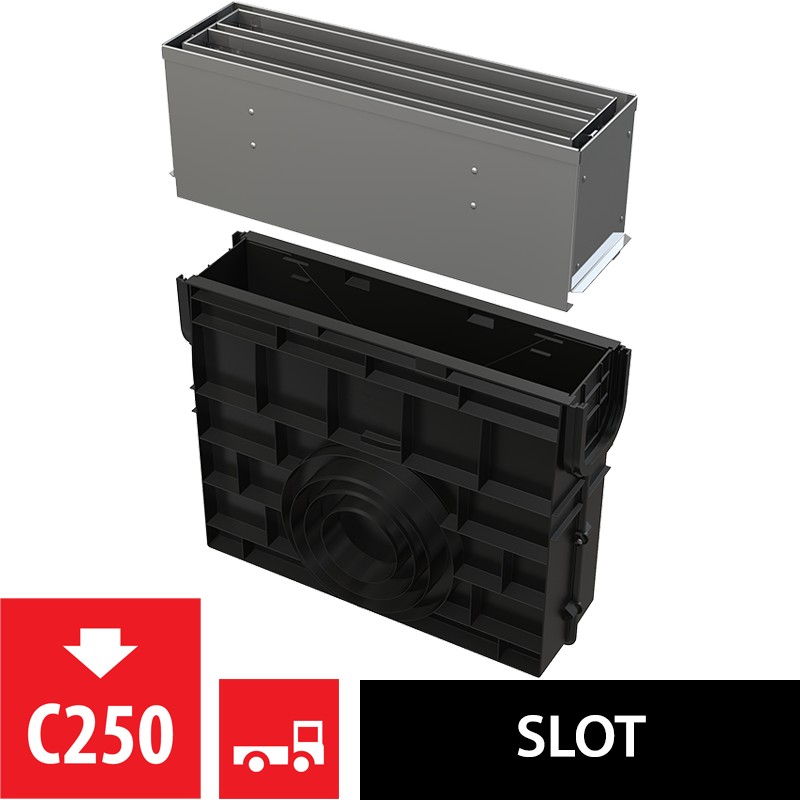 Vpust venkovní štěrbinová Alca AVZ101R-R324R se symetrickým revizním nástavcem160 mm