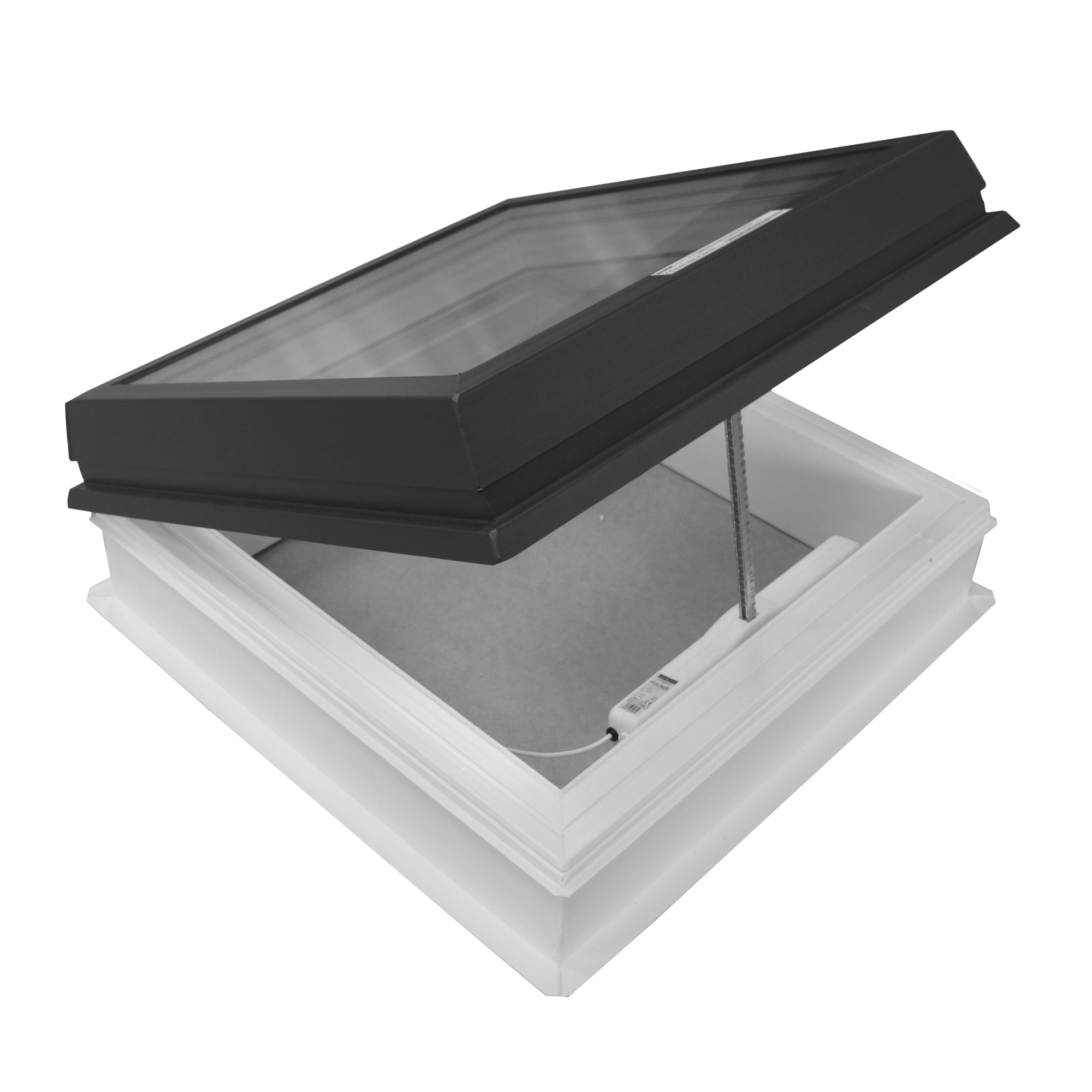Světlík plochý otevíravý DEKLIGHT BOX ACG/G/RAL 7016 OPE/EL trojsklo manžeta 15 cm 120×120 cm DEK