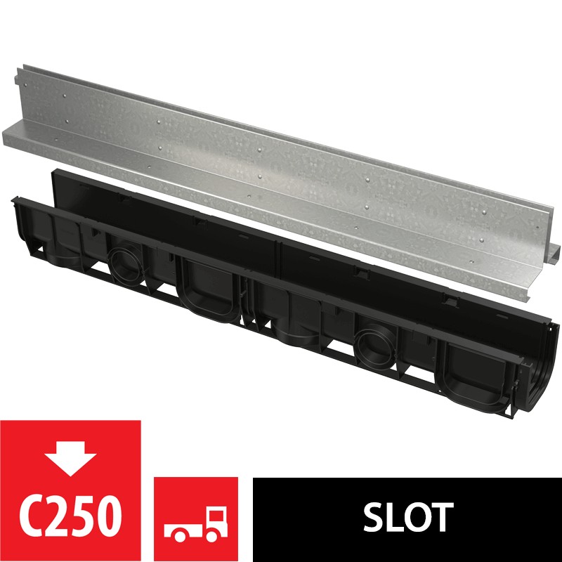 Žlab venkovní štěrbinový Alca AVZ101-R123 se symetrickým nástavcem 100 mm