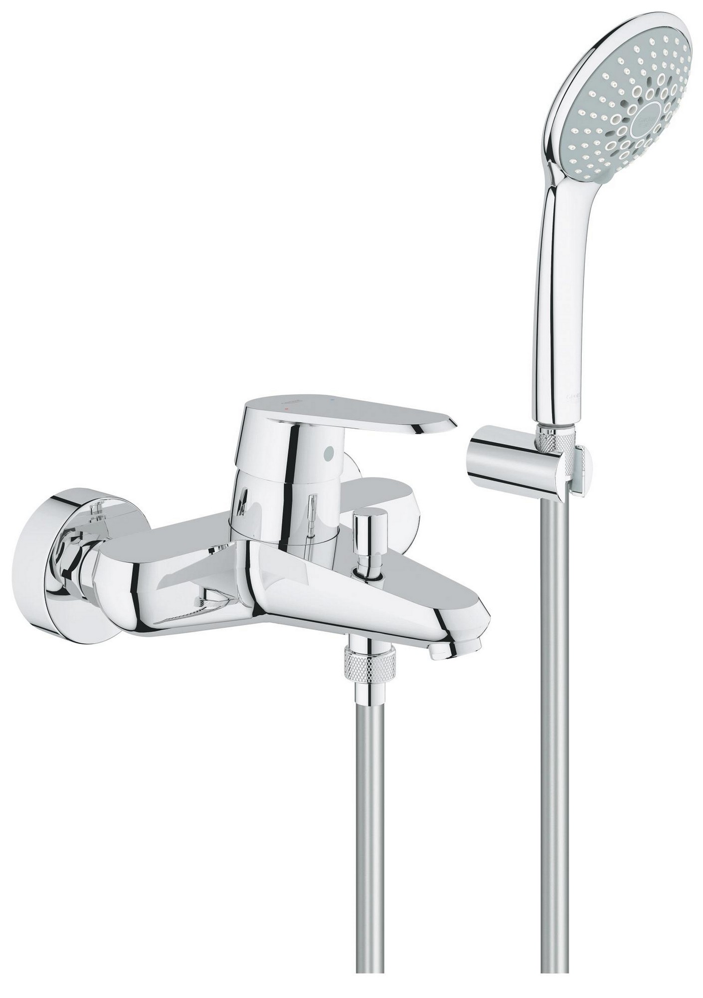 Baterie vanová nástěnná Grohe Eurodisc 150 mm chrom s přepínačem a sprchovým setem 33395002 GROHE